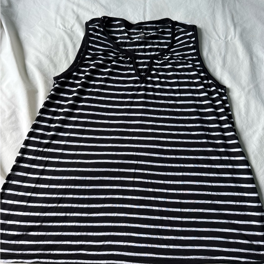 Just Be Black and White Striped Tank Top